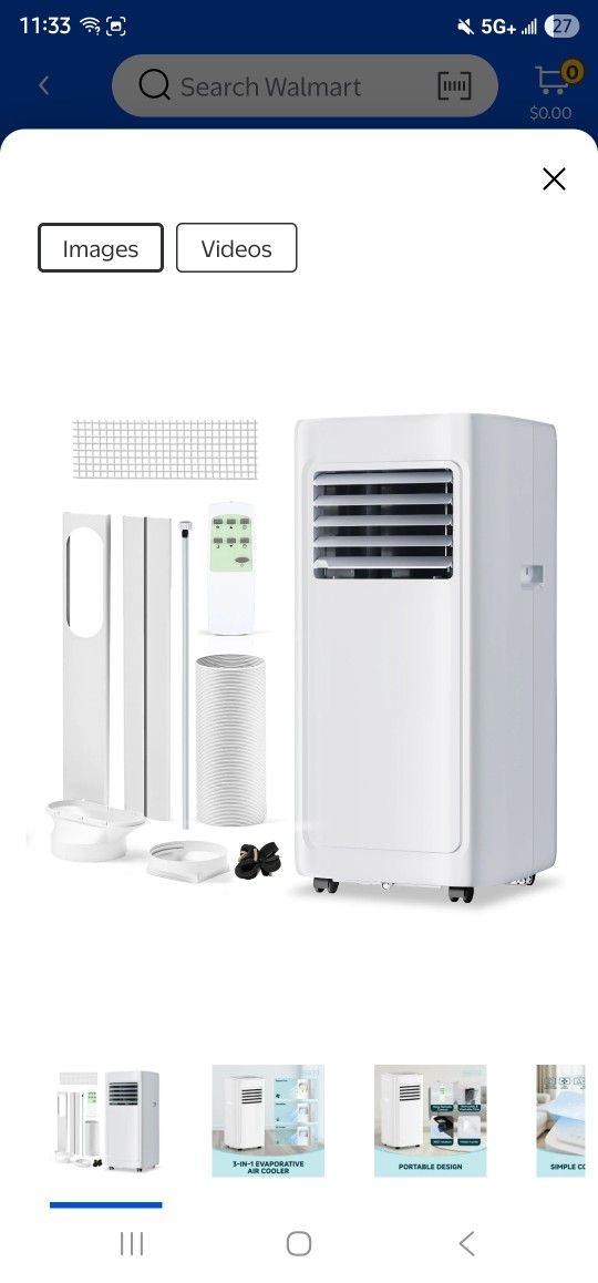 Simzlife Portable Air Conditioner 8000 BTU Ashrae , Dehumidifier, Fan,Cool, 3 in 1 AC with Remote Control