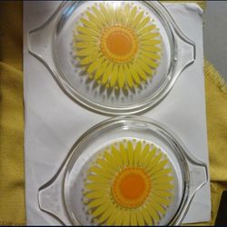 Rare Vintage Collectible 60-70s Pyrex Daisy Sunflower Lids