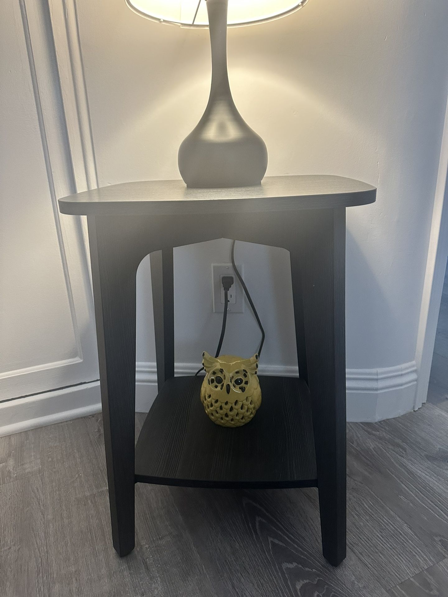 Side Table, Small Square End Table with Lower Shelf, Nightstand for Small Spaces, Living Room, Bedroom, Charcoal Gray