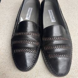 VINTAGE black Italian slip on casual dress shoes loafers sz12