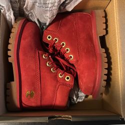 Red And Wheat Timberlands For Kids 