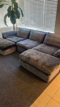 Vamcheer Modular Sectional Cloud couch,,ultra Soft U Shaped couch with 2 movable Ottoman,,Deep seat BonelessCouches for living Room Bedroom..