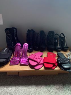 10 pair of size 6 , 6 1/2 women’s boots, heels & sandals