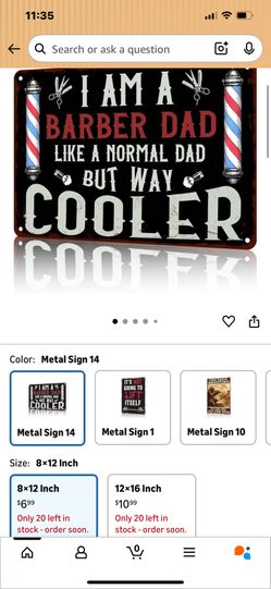 Metal Barber Dad sign