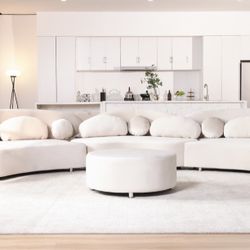  4-Piece Curved Velvet Sectional Sofa