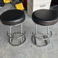 Two Bar Stools Real Leather