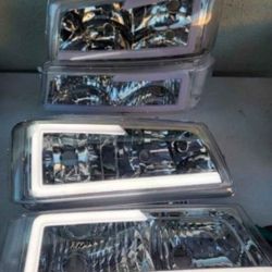 03-06 Chevrolet Silverado Avalanche LED DRL Headlights Luces Micas Calaveras Faros Faroles Focos Headlamps Chevy 