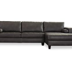 ** LIKE BRAND NEW ** NOKOMIS LEATHER (XL) COUCH CHAISE - DARK COFFEE
