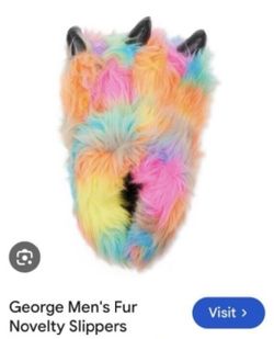 George Men's Fur Novelty Claw Slippers