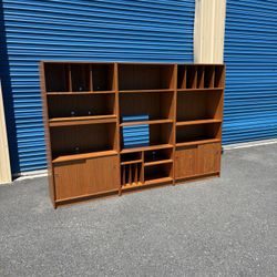 Mid Century Modern Danish Teak Bookshelf Wall Unit