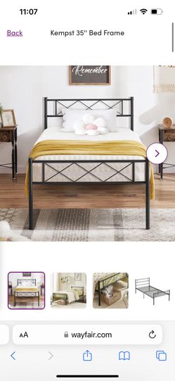 (B1)New Single Bed Platform Kids Boys Adult No Box Spring Needed Princess Black Twin Size Bed Frame with Headboard and Footboard Mattress Foundation