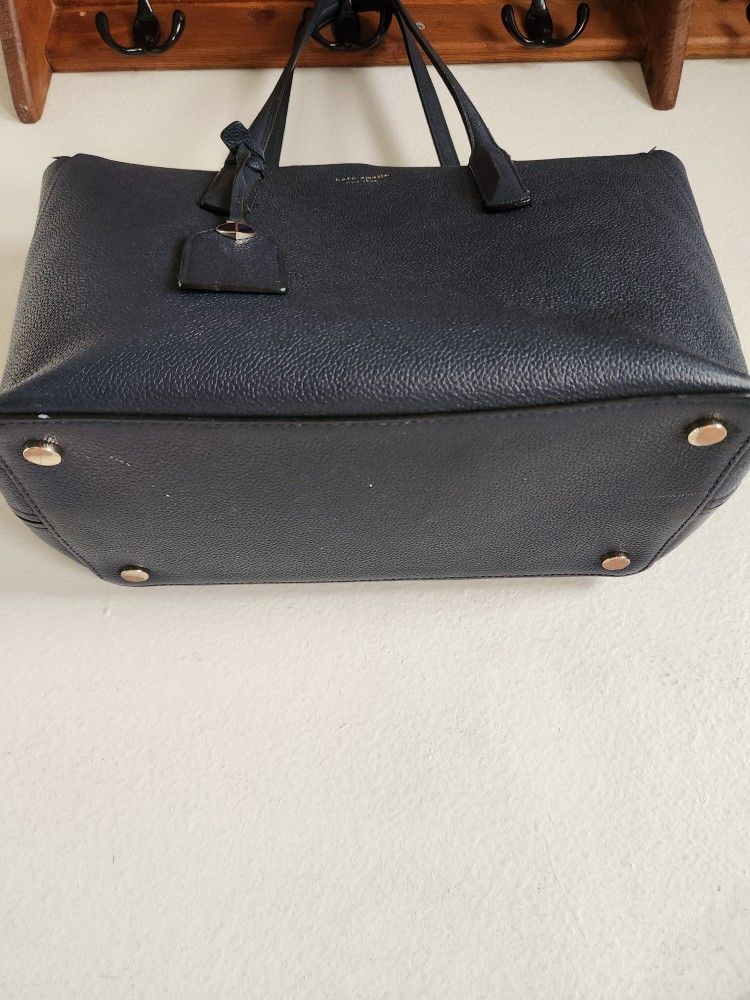 Kate Spade Margaux Parisian Navy Leather Large Tote With Bag Charm