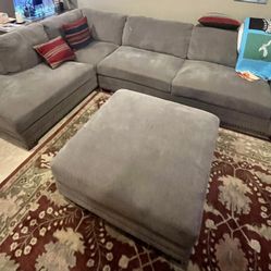 Modern Gray Sectional Couch w/ Ottoman – Clean, Comfortable, Great Condition