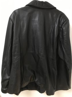 Women’s leather jacket size24 John Paul Richard Blazer Jacket, Black, 3 button closure
