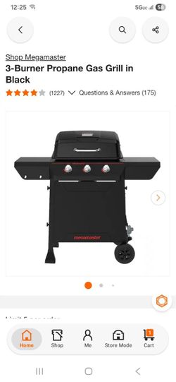 3-Burner Propane Gas Grill in Black
