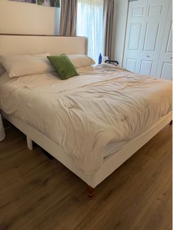 King beige bed frame