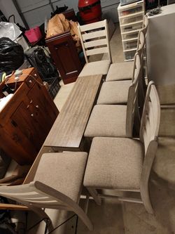 6 dining chairs and bench