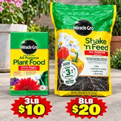 Miracle Gro Water-soluble & granular fertilizer/ price vary