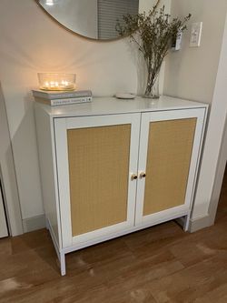 Sideboard Buffet Cabinet with Storage,Kitchen Storage Cabinet with Rattan Doors