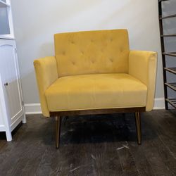 Velvet Mustard Arm Chair