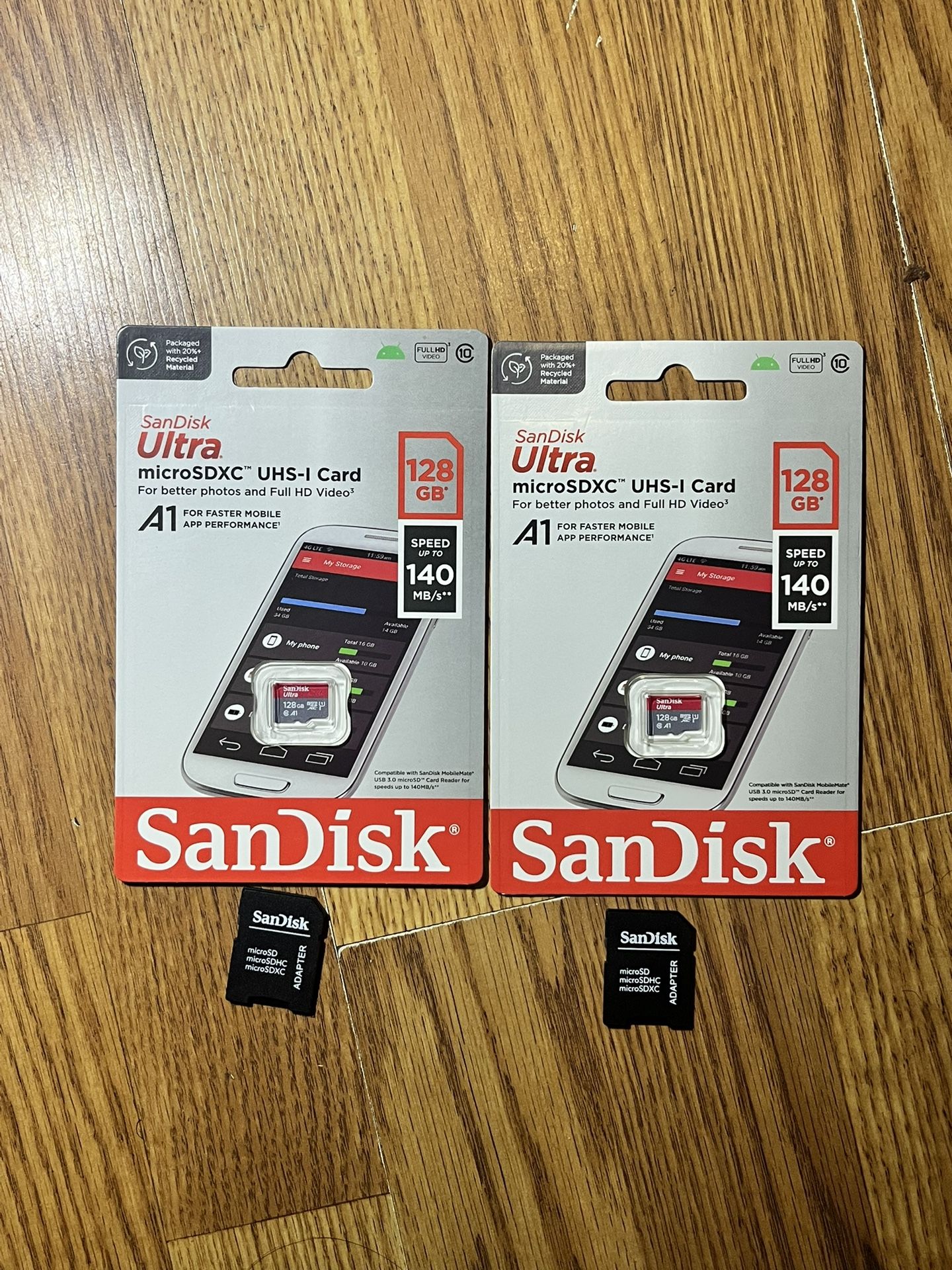 SanDisk 128GB Ultra microSDXC UHS-I Memory Card with Adapter - Up to 140MB/s, C10, U1, Full HD, A1, MicroSD Card -