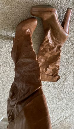 Jessica Simpson leather caramel high heel boots size 7.5