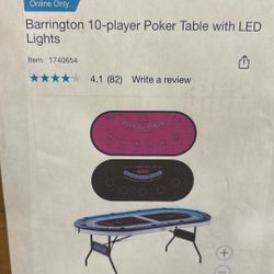 10-PLAYER POKER TABEL WITH LED LIGHTS