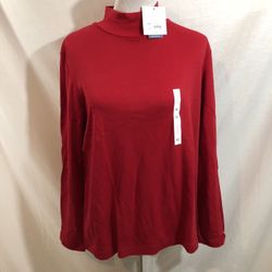 Croft & Barrow Red Long Sleeve Mock - Women’s XL, NWT, Bust 22”