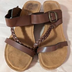 Brown Wedge Heel Sandals  Size 9 Wide