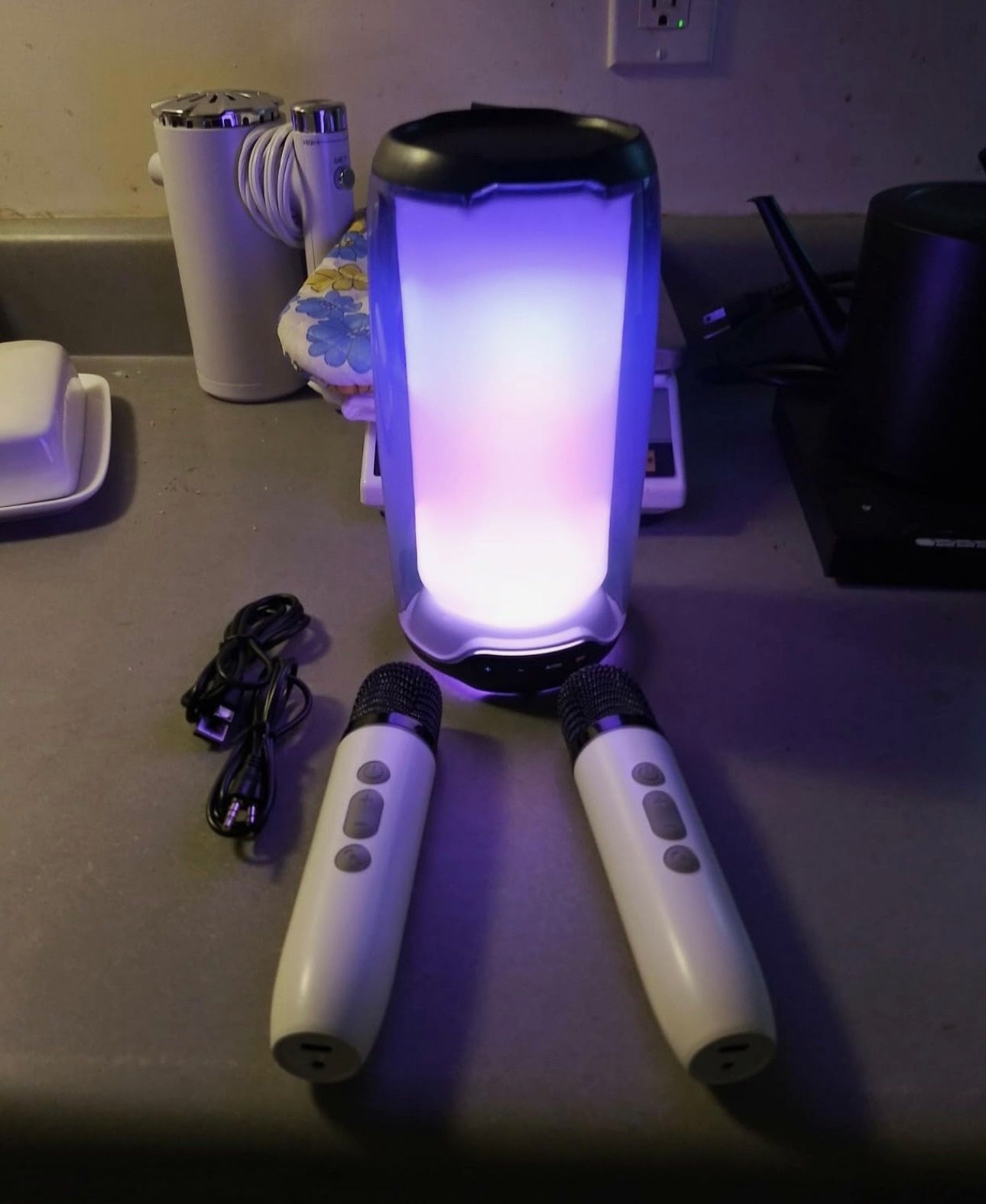 🎁Thanksgiving, Christmas Gift🎁 Bluetooth Speaker,Portable Karaoke Machine w/ 2 Wireless Microphone