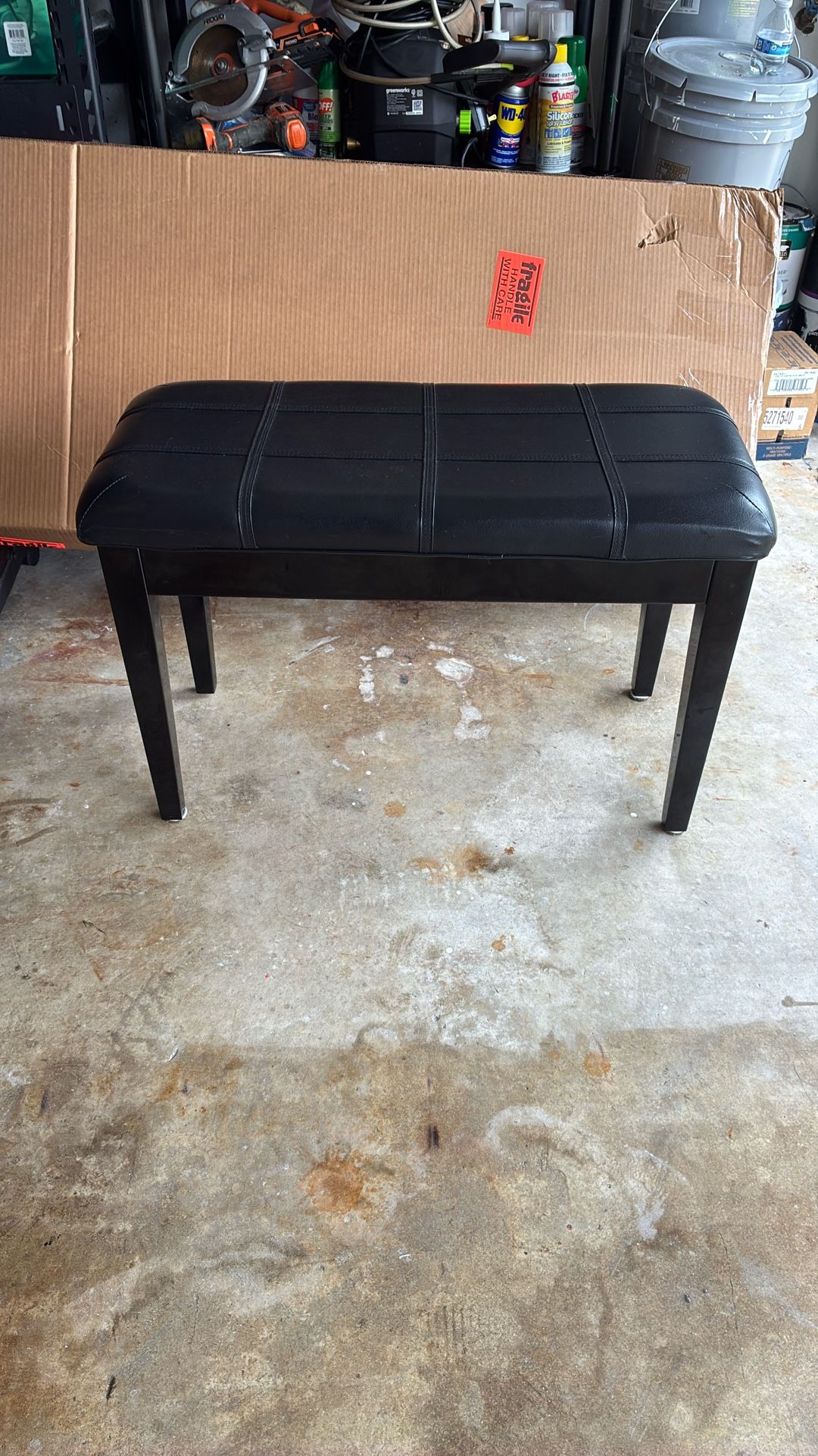 Faux Leather Black Piano Bench For Two