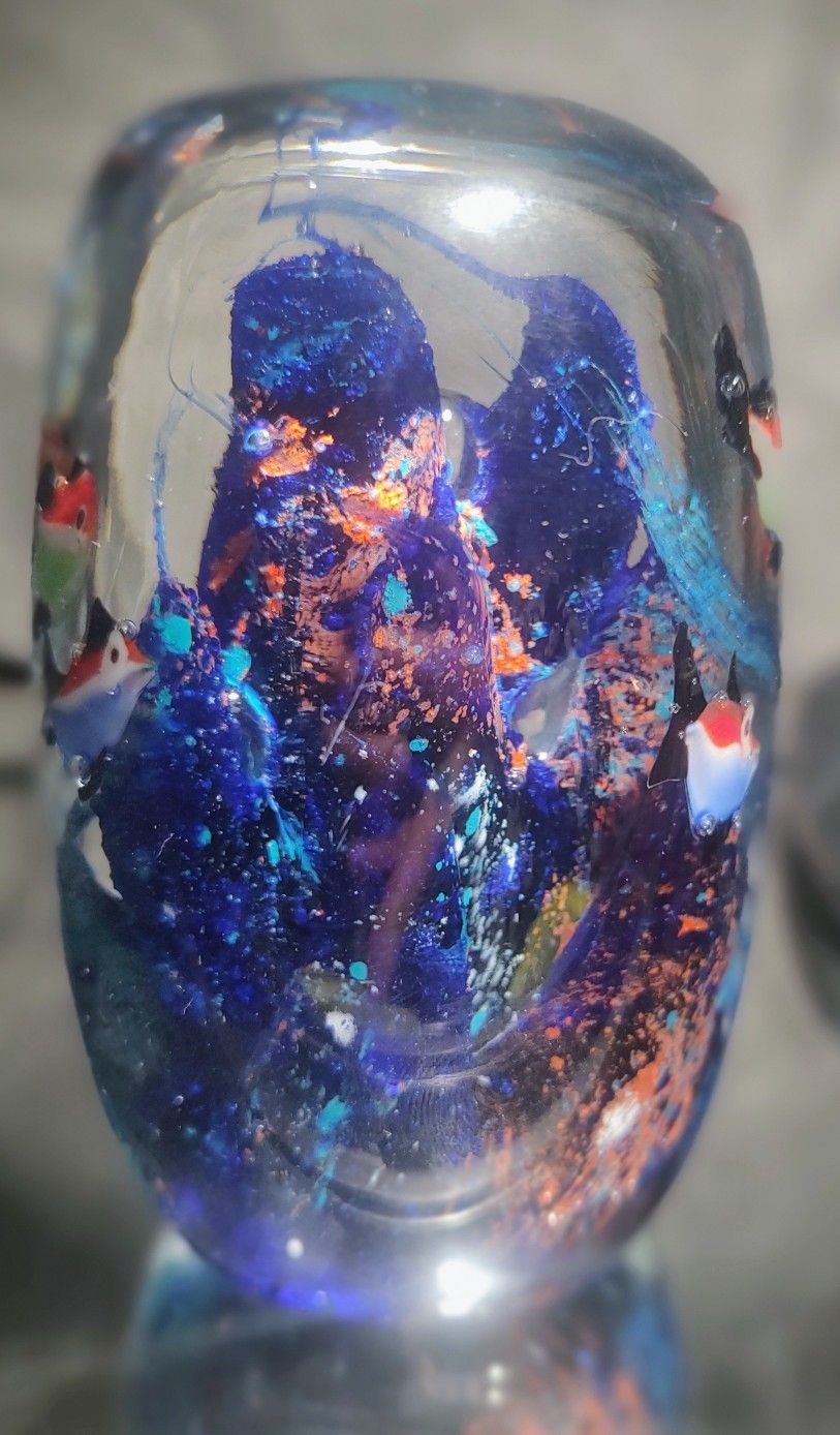 Beautiful Aquatic Art Glass , Nautical Paperweight Blown Glass