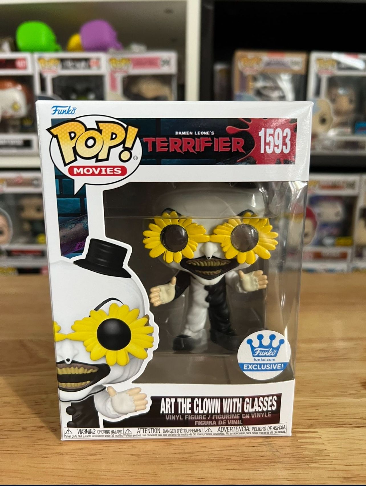 IN HAND EXCLUSIVE Art Clown w/ Glasses Terrifier Funko Pop #1593 Horror Movies