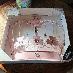 Bebe Girls Pink Jeweled Crown Wall Decor And Canopy Hanger- Metal 25x4.5x25 Inch