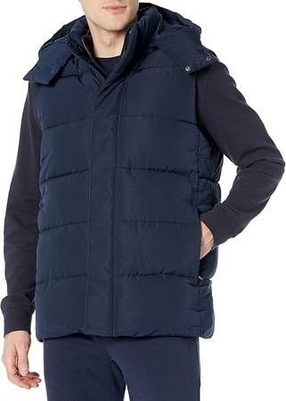 NEW SZ Medium Men Relaxed-Fit Water Repellent Recycled Polyester Hooded Puffer Vest