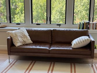 Brown leather sofa