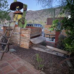 🇲🇽OLD RUSTIC WOOD WAGON W/RUSTIC MARIACHI 🇲🇽 