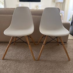 White Mid Century Modern Chairs Set Of 2