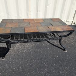 Metal And Slate Coffee / End Table Set