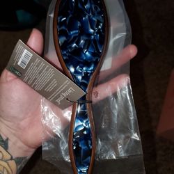 *NWT* Living Proof Wooden Boar Bristle Blue Mosaic Designed Paddle Hair Brush