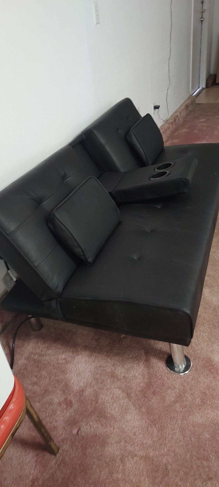 Futon CouchBlack faux Leather for Sale in El Cajon, CA OfferUp