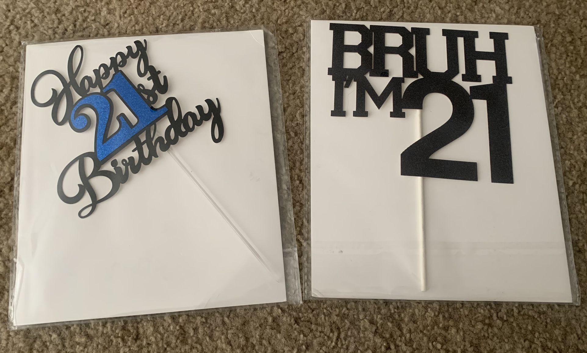 Two 21st Birthday Cake Signs Decors