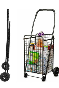 Utility Cart with Wheels to be used for Shopping, Grocery, Laundry and Stair Climber Cart, Weighs 7.5 Pounds but holds up to 90 Pounds, Compact and Fo