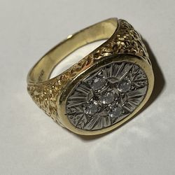 14K Gold Diamond Cross Custom Made Ring Size 12