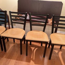 Wood Table + 4 Chairs + Leaf