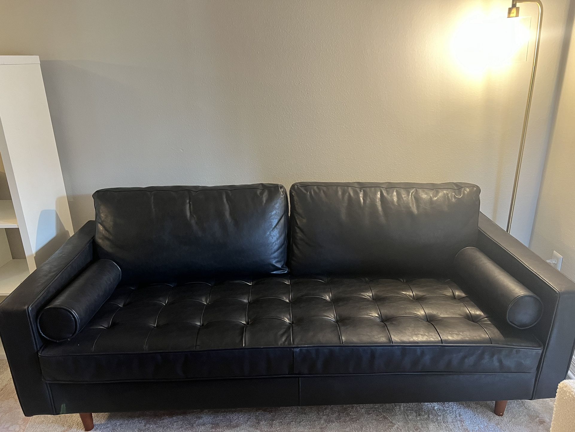 Black Leather Couch Gently Used