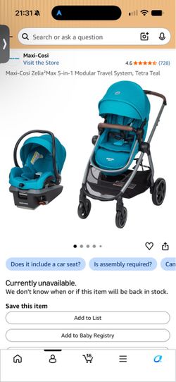 Maxi-Cosi Zelia²Max 5-in-1 Modular Travel System, Tetra Teal