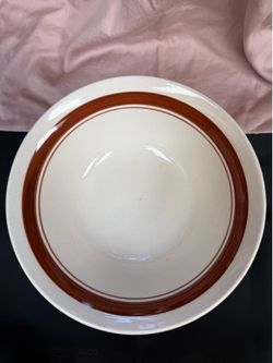Vintage Brown Stripe Stoneware Bowls – Set of 7 (7")