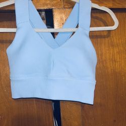 ALO  - Light Blue Ribbed Sports Bra - XS