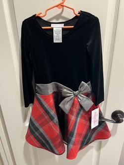 Bonnie Jean Black/Red Christmas Dress Size 6 Little Girls